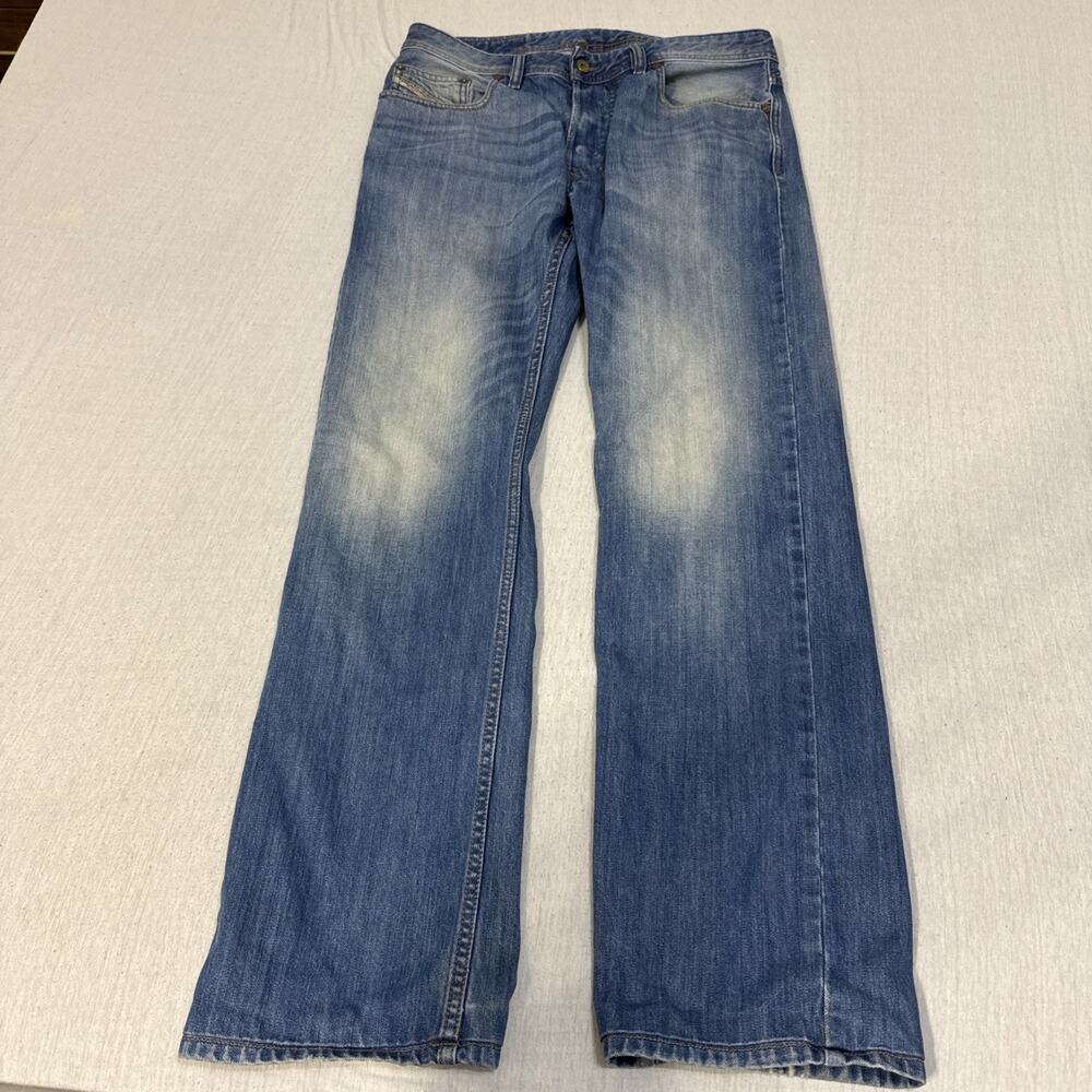 Diesel Larkee Mens 31x32 Regular Straight Blue Jeans Distressed Nice Fade EUC